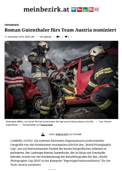 Gutenthaler, Nominierung für World Photographic Cup 2020